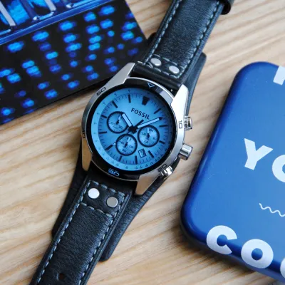 Fossil Coachman Chronograph Black Leather Watch